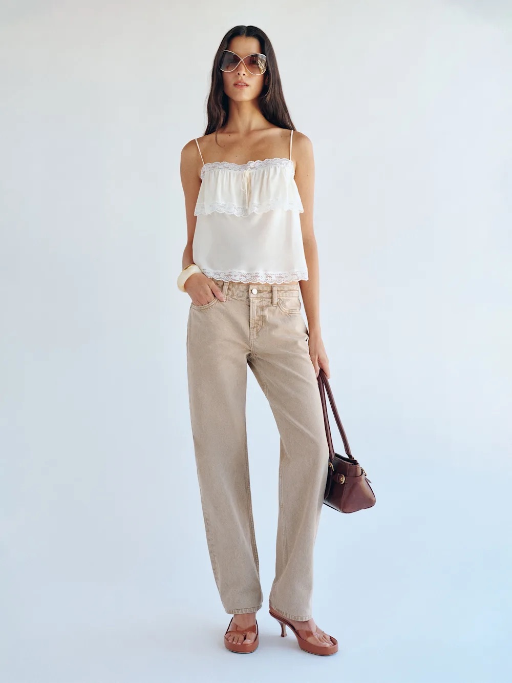 Reformation Charlee Low Rise Straight Leg Jeans Natural - Size 28